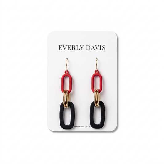 Color Coated Linked Oval Earrings