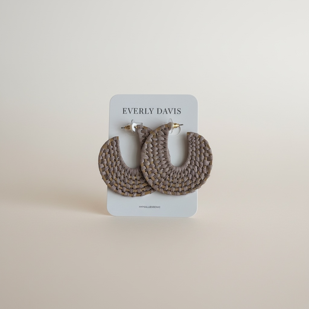 Disc Woven Raffia Hoops