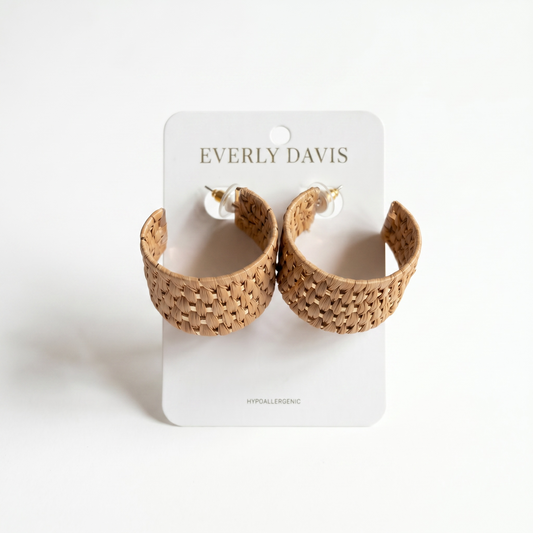 Woven Raffia Wide Hoops