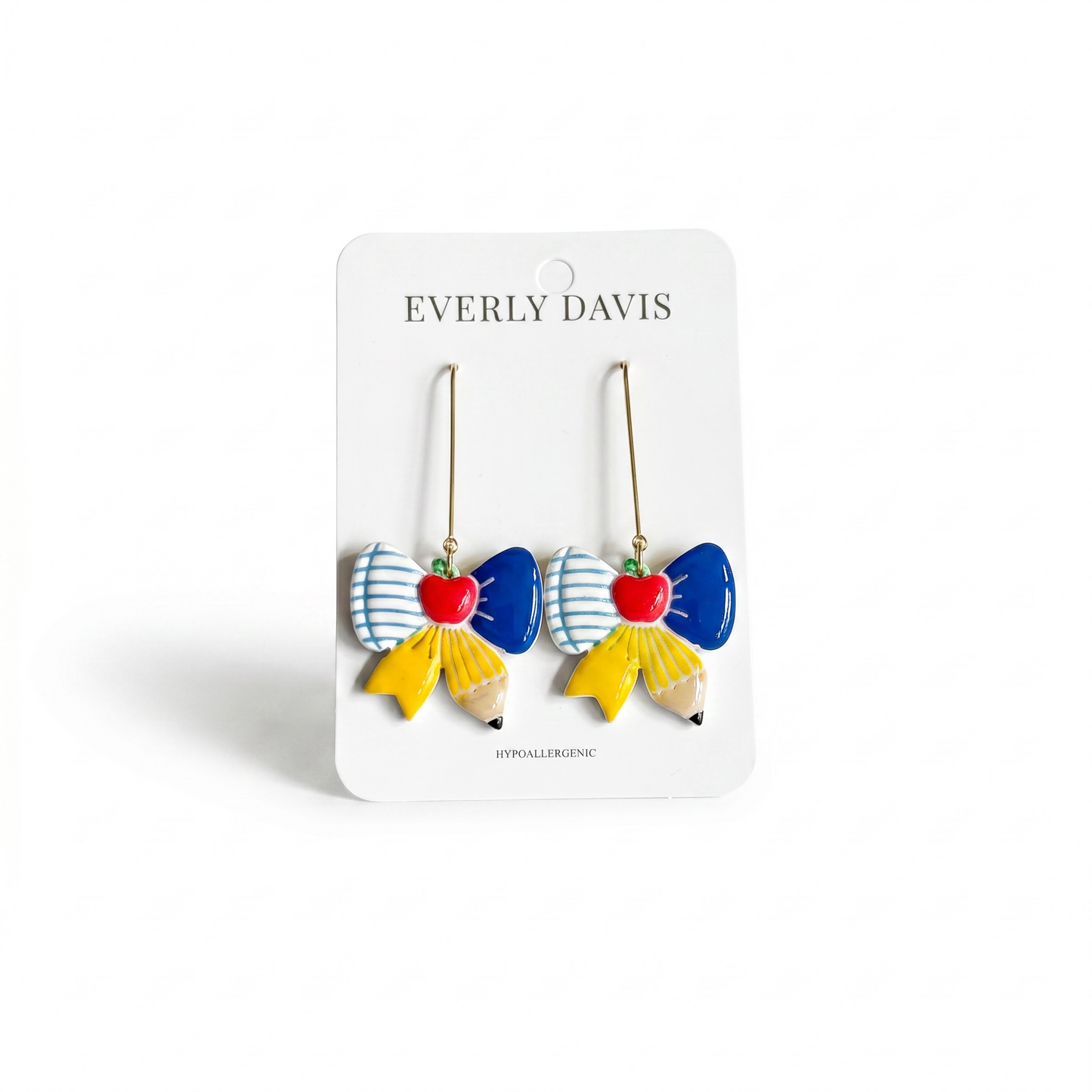 Bow and Pencil Dangle Earrings