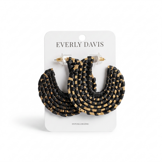 Disc Woven Raffia Hoops
