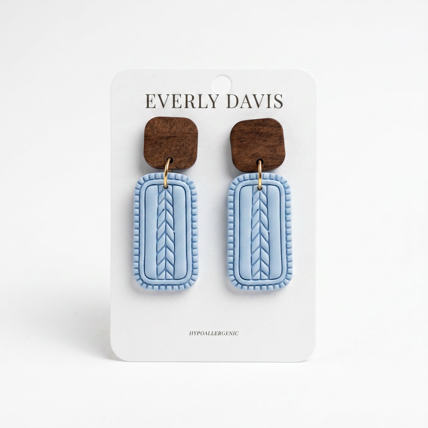 Geometric Wood And Resin Dangle Earrings