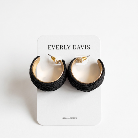 Woven Hoop Earrings With Gold Tone Accent
