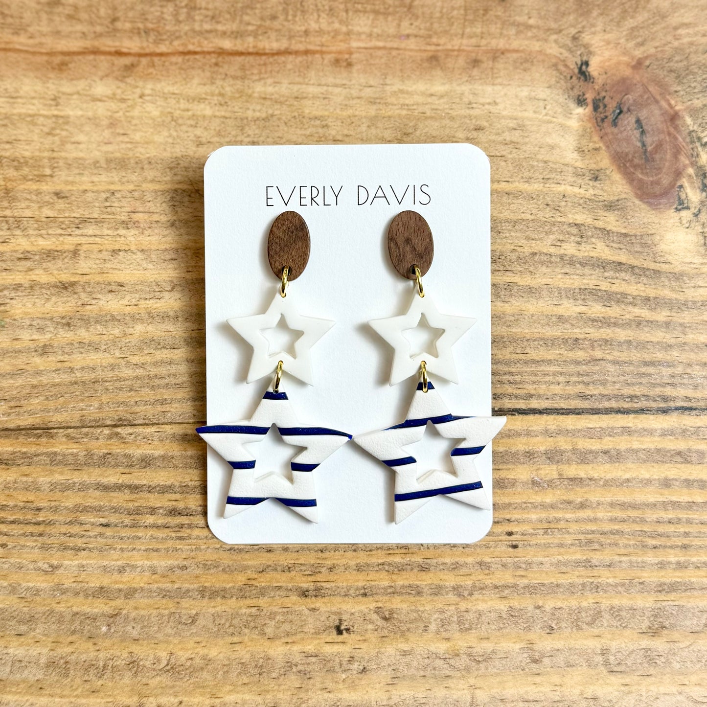White + Blue Star Earrings