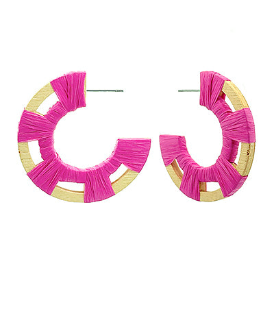 Antonia Raffia Wood Hoops