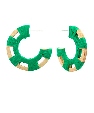Antonia Raffia Wood Hoops