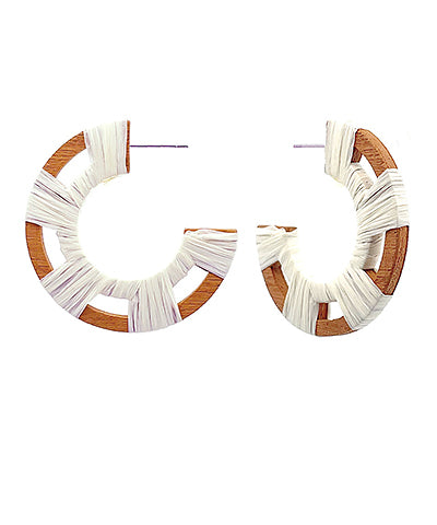 Antonia Raffia Wood Hoops