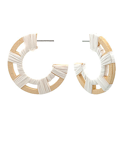 Antonia Raffia Wood Hoops