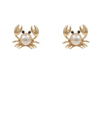 Pearl & Crab Earrings