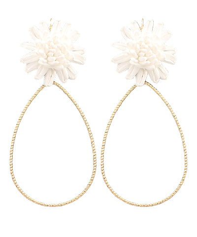 Raffia Flower Teardrop Earrings