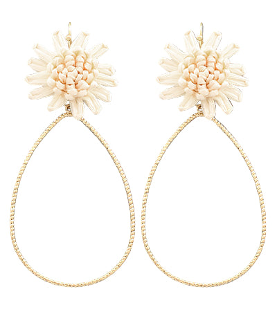 Raffia Flower Teardrop Earrings
