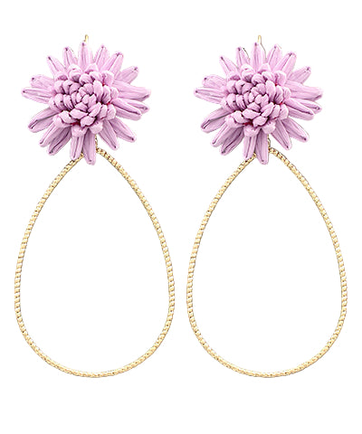 Raffia Flower Teardrop Earrings