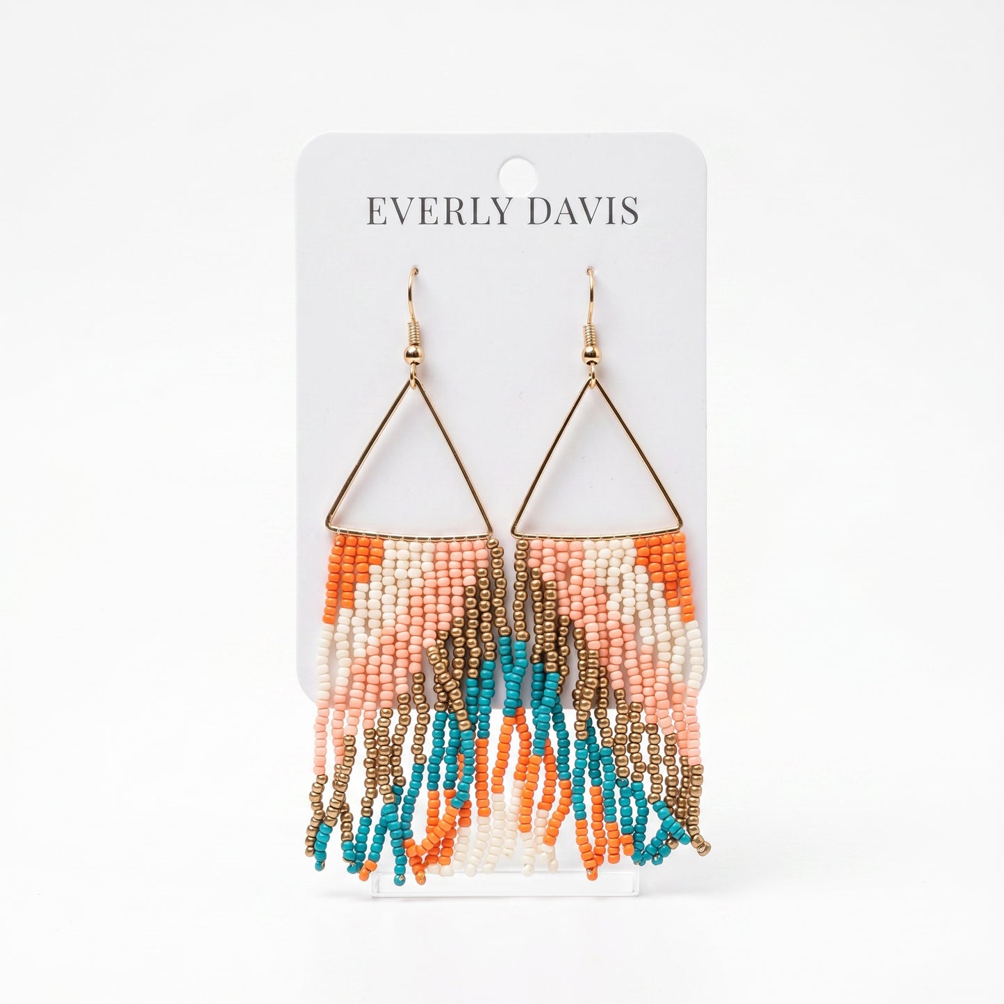 Triangle Metal Stripe Fringe Earrings
