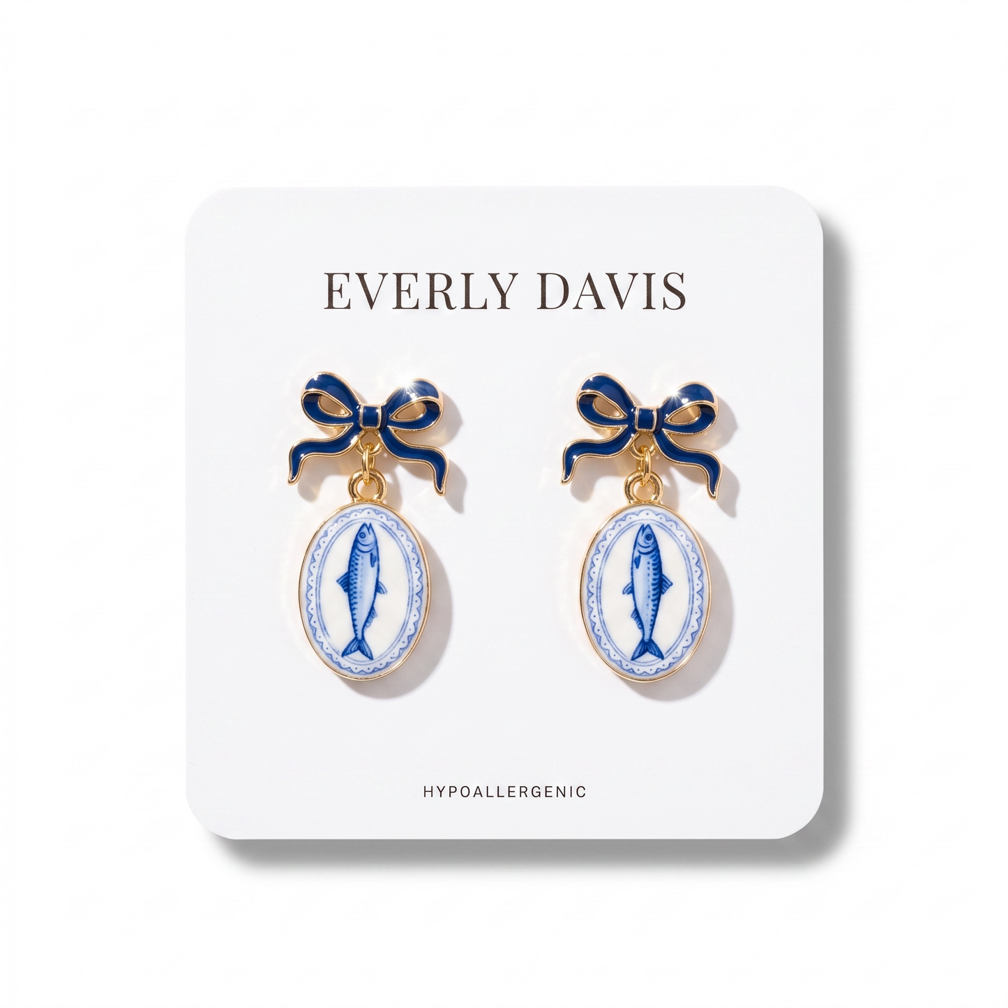 Bow w/ Sardine Print Earrings