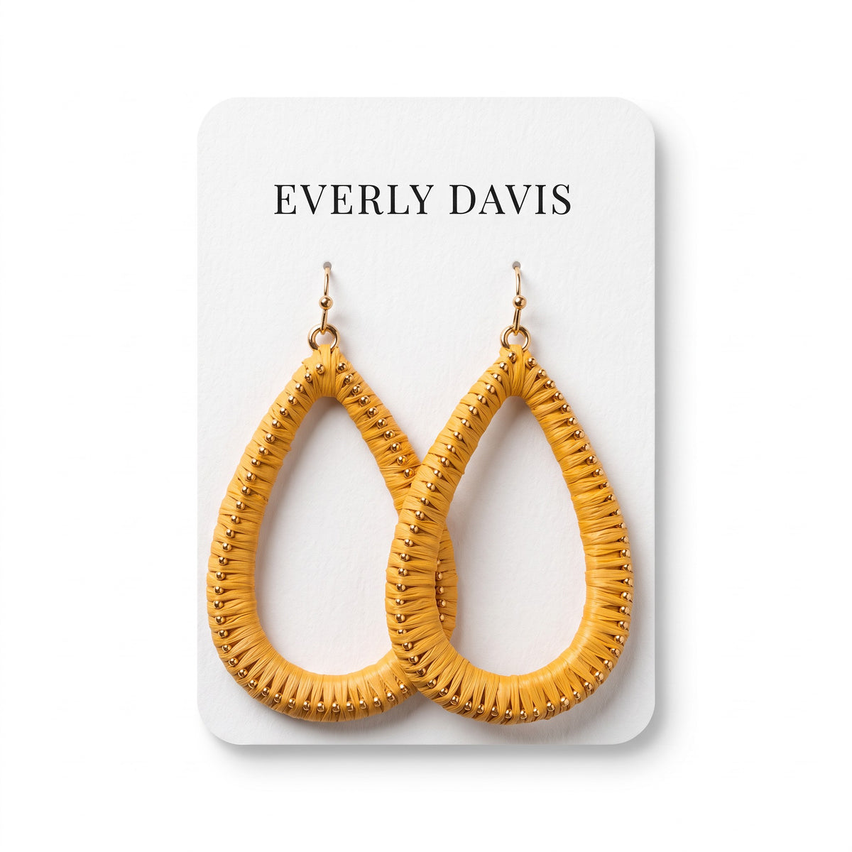 Raffia Metal Teardrop Earrings