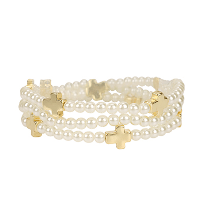 Cross & Pearl Bracelet