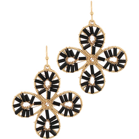 Seedbead Flower Drop Earrings