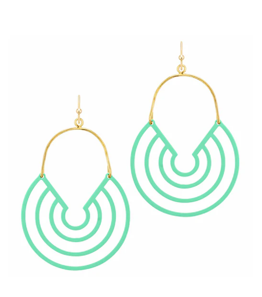 Painted Metal Texture Circle Earring