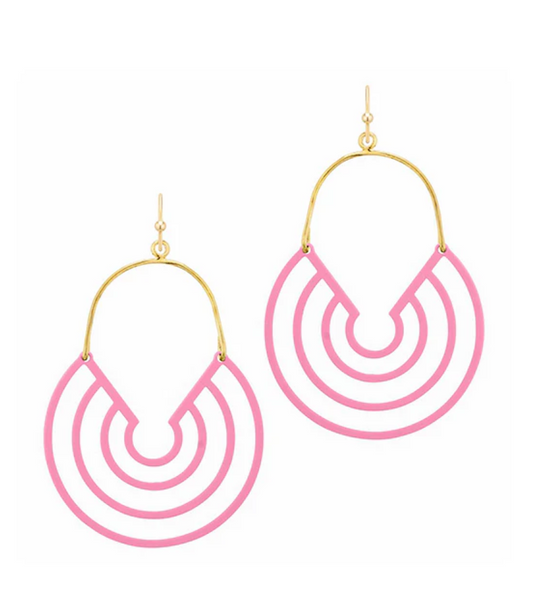 Painted Metal Texture Circle Earring