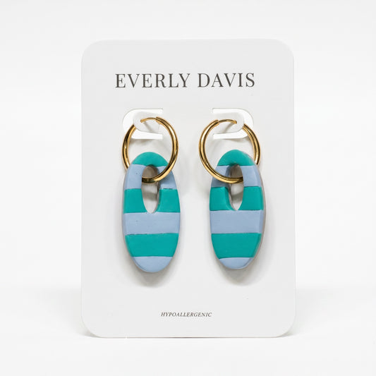 Teal + Blue Striped Earrings