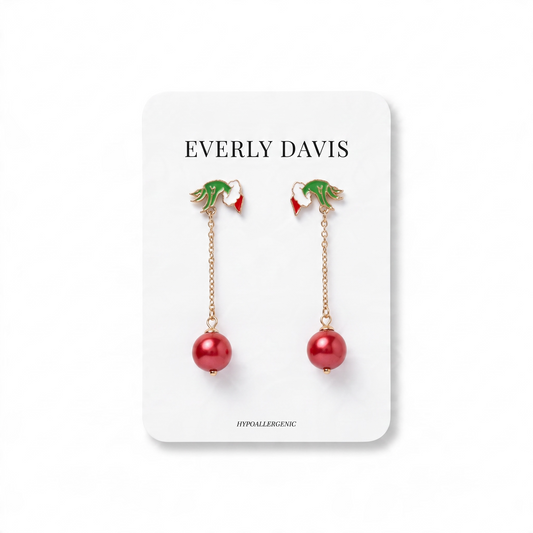 Grinch Hand Ornament  Earrings