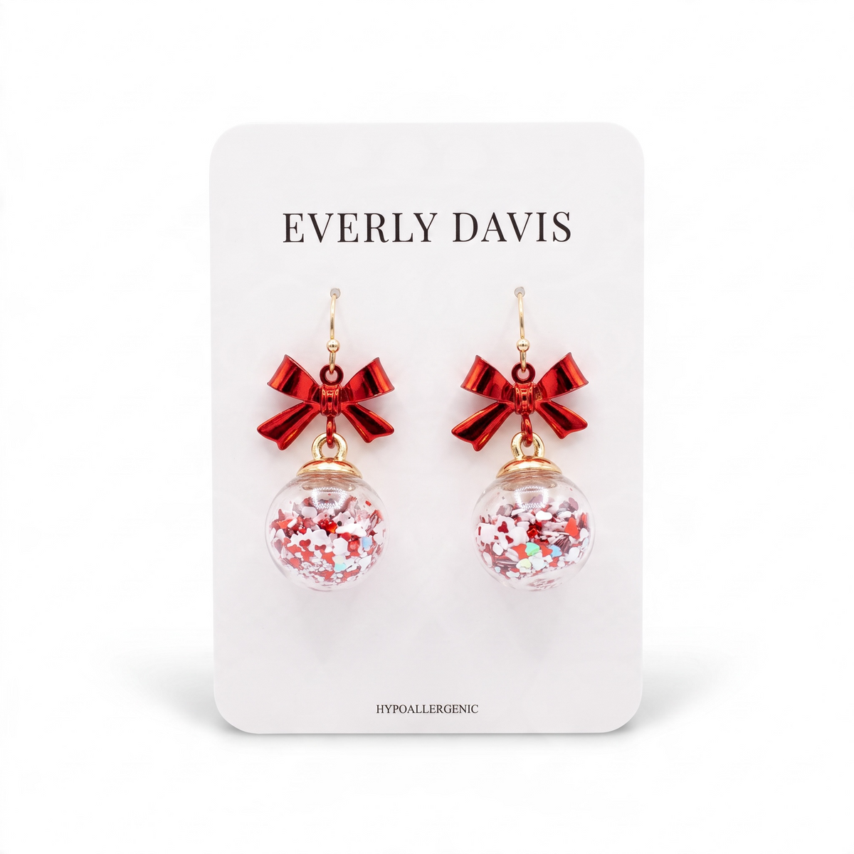 Holiday Glitter Ball with Bow Earrings