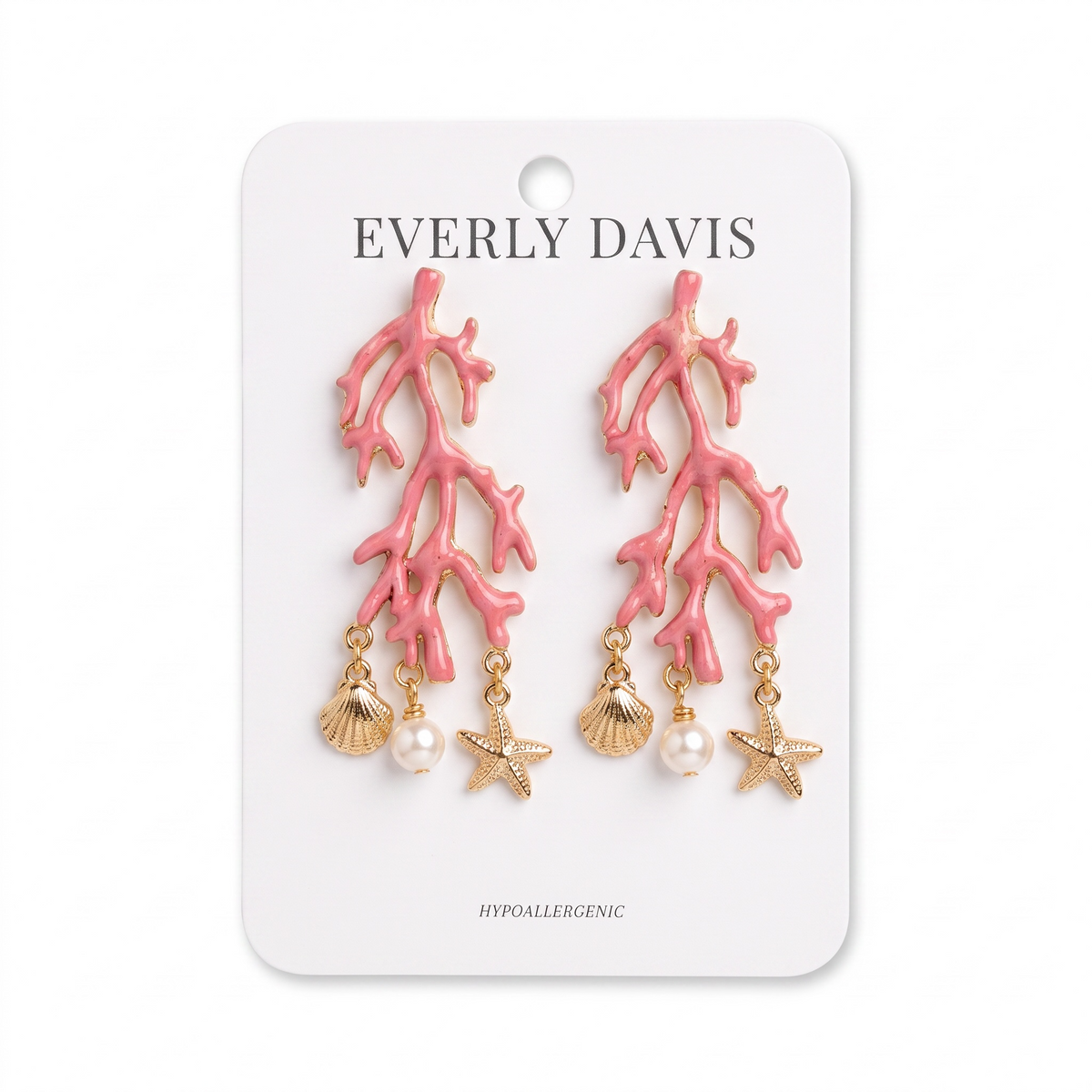 Coral Sealife Charm Earrings