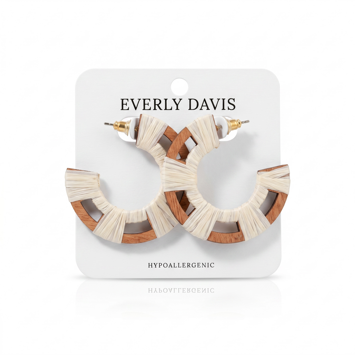Antonia Raffia Wood Hoops