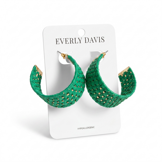 Woven Raffia Wide Hoops