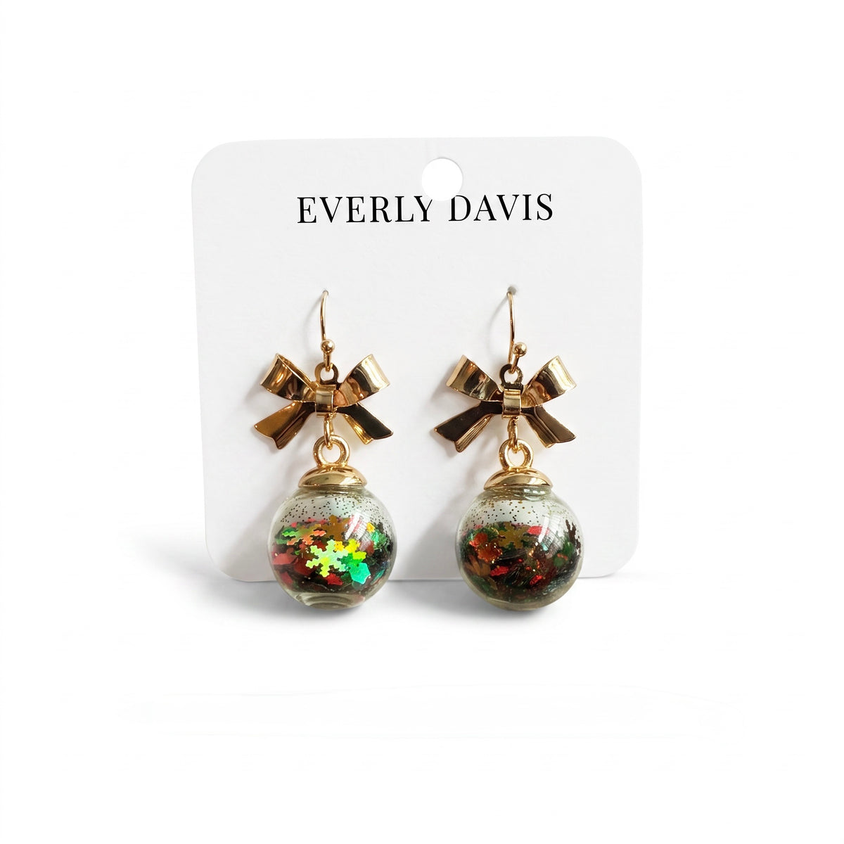 Holiday Glitter Ball with Bow Earrings