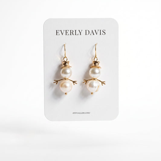 Pearl Snowman Earrings