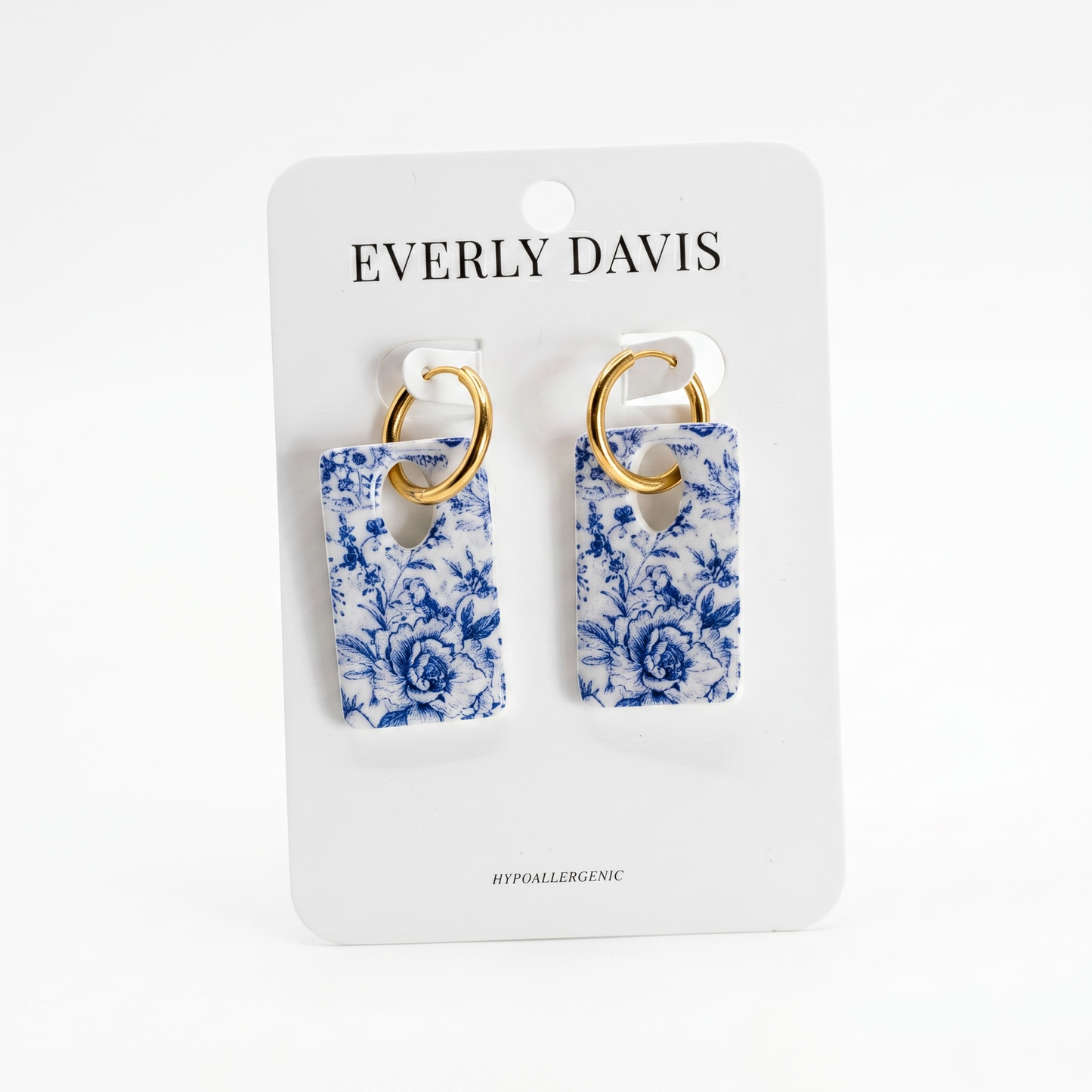 Blue Floral Print Earrings