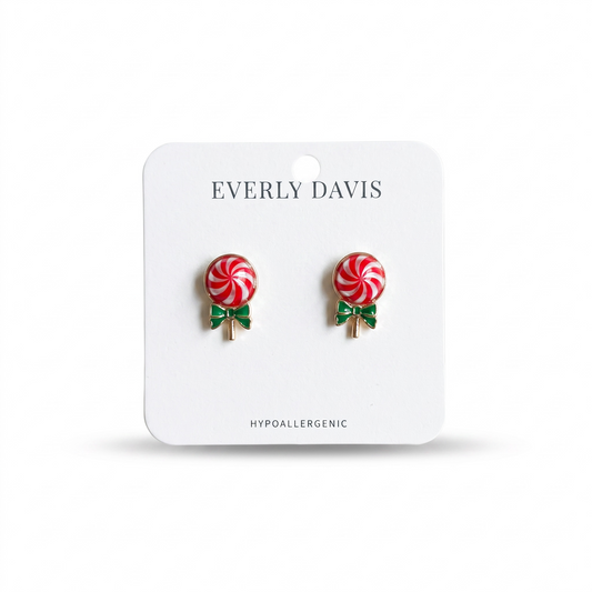 Pearl Christmas Candy Earrings