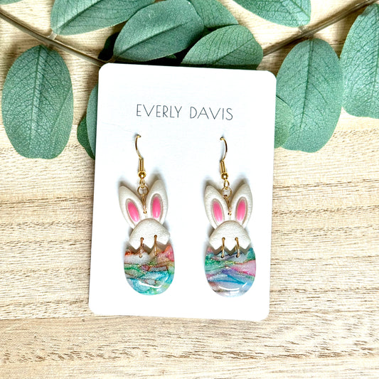 Easter Bunny Egg Clay Earrings