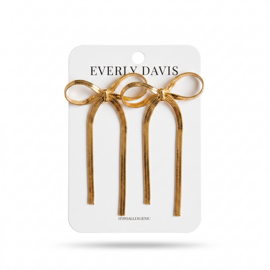 Everly Davis Gold Bow Drop Earrings
