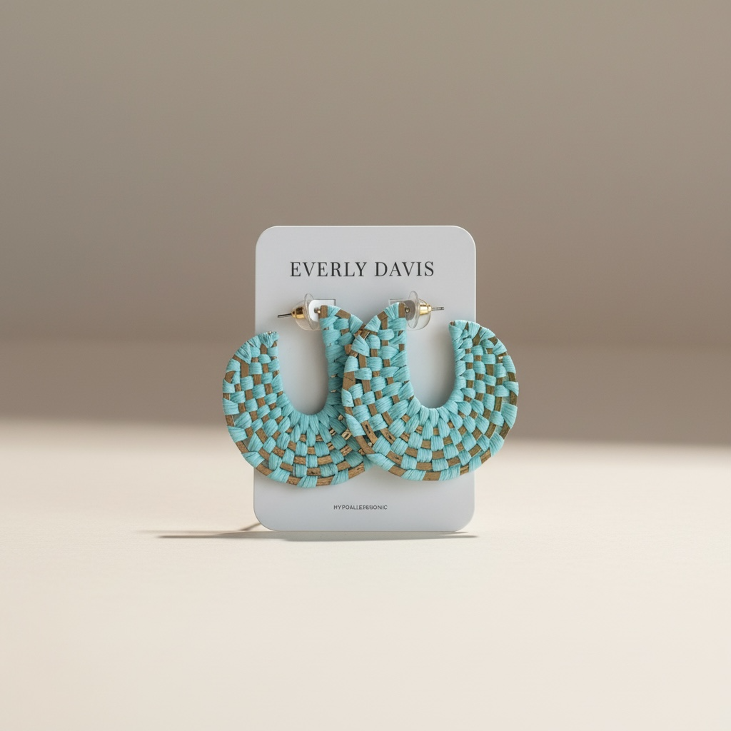 Disc Woven Raffia Hoops