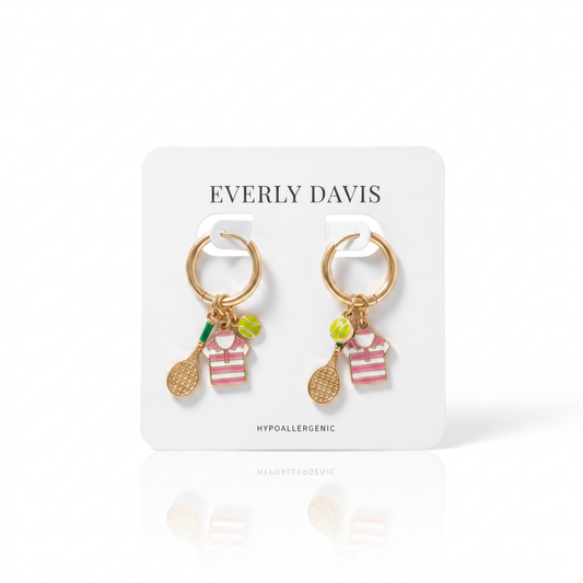 3 Charm Tennis Dangle Hoops