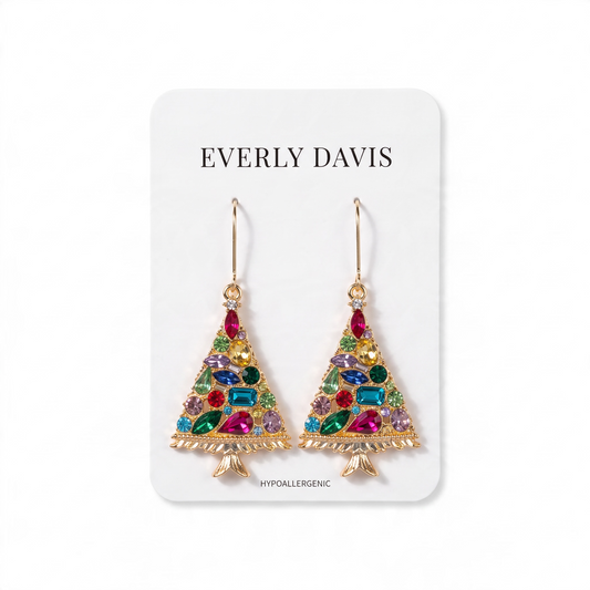 Christmas Tree Baguette Earrings