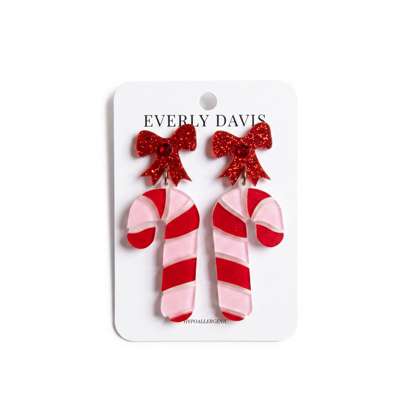 Candy Cane with Ribbon Earrings