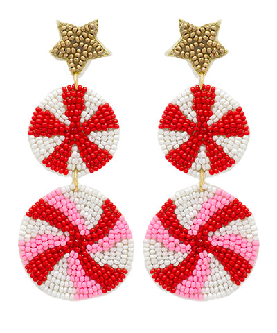 Peppermint Swirl Round Earrings