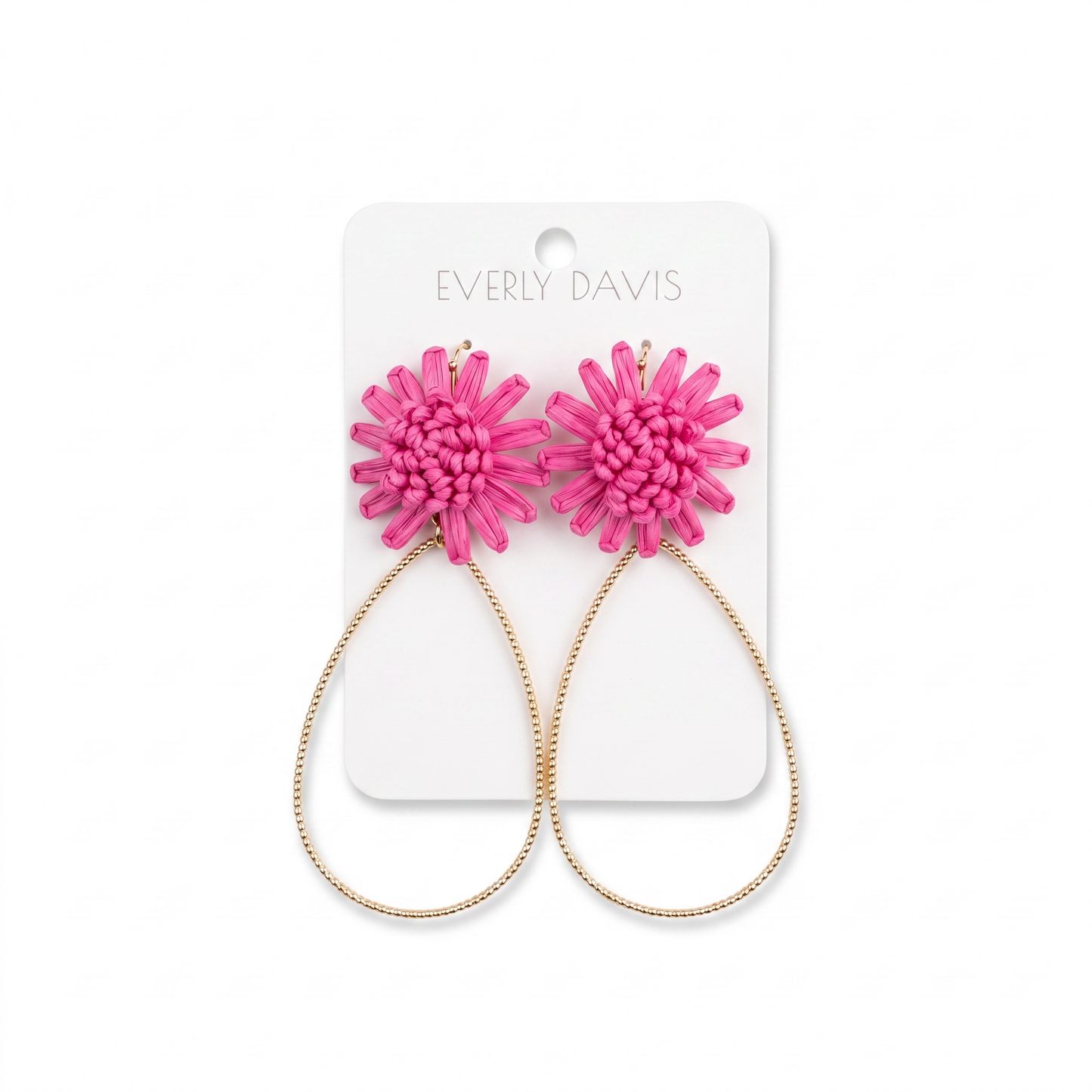 Raffia Flower Teardrop Earrings