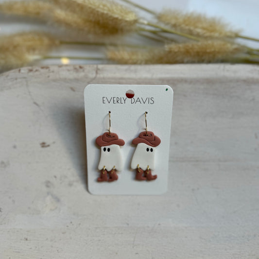 Cowboy Ghosts Clay Earrings