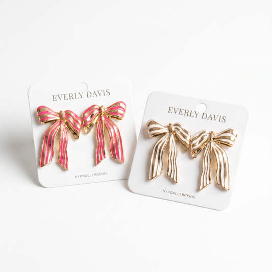 Striped Ribbon Earrings