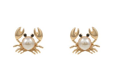 Pearl & Crab Earrings