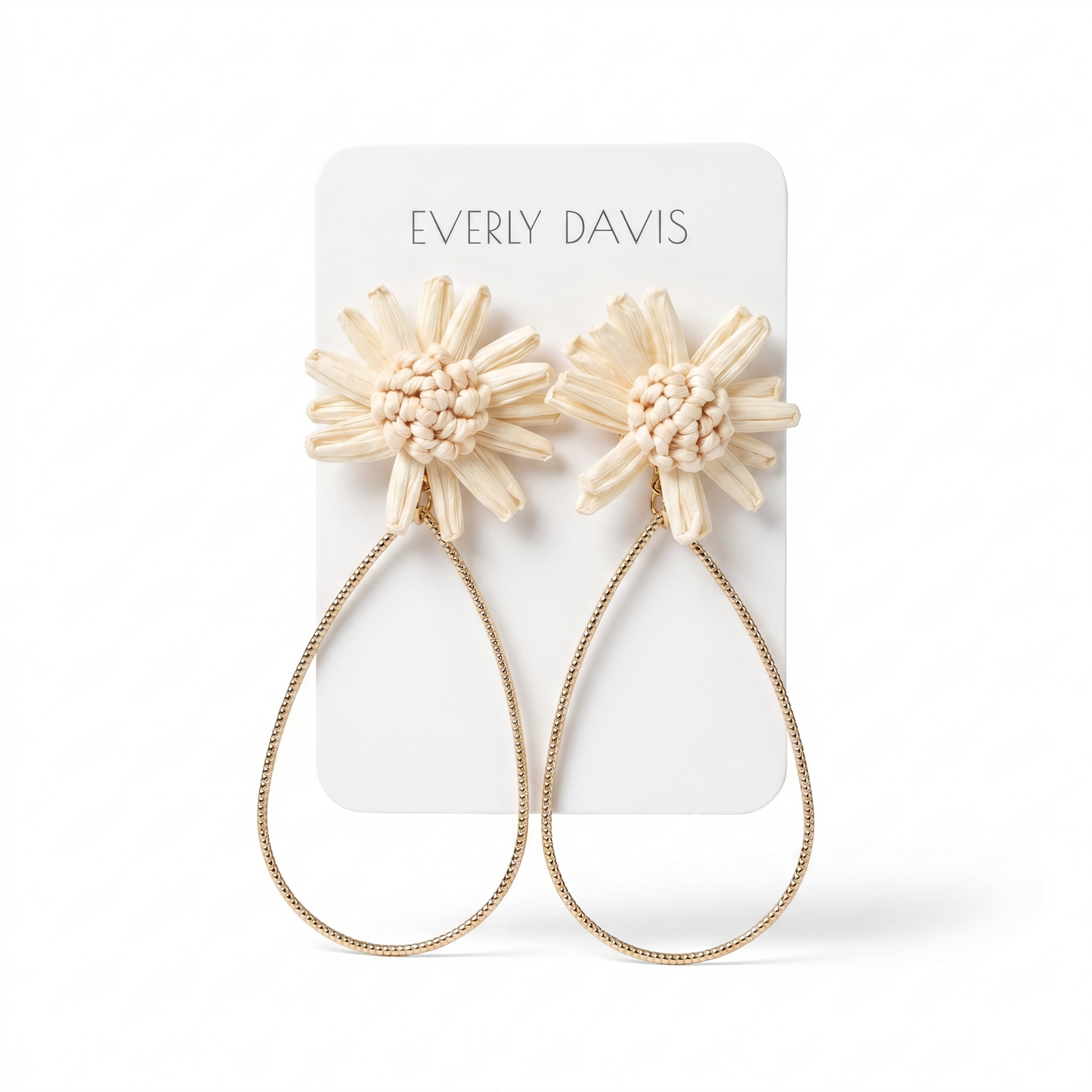 Raffia Flower Teardrop Earrings