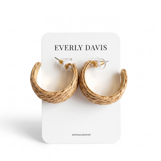 Woven Hoop Earrings With Gold Tone Accent