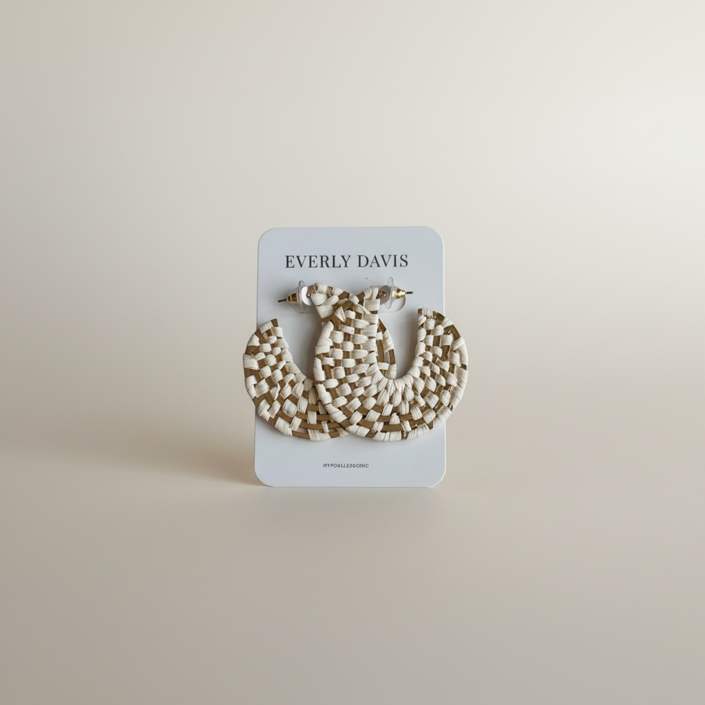 Disc Woven Raffia Hoops