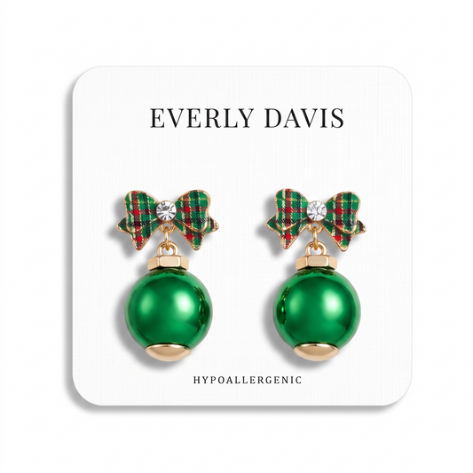 Holiday Bow with Ornament Earrings