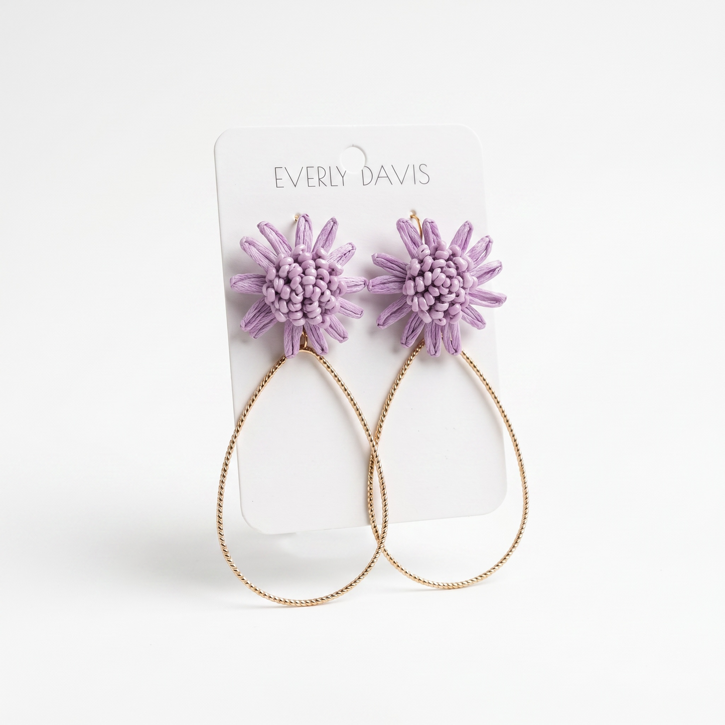 Raffia Flower Teardrop Earrings