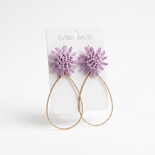 Raffia Flower Teardrop Earrings